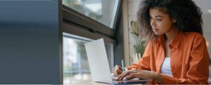 image of black woman working from home